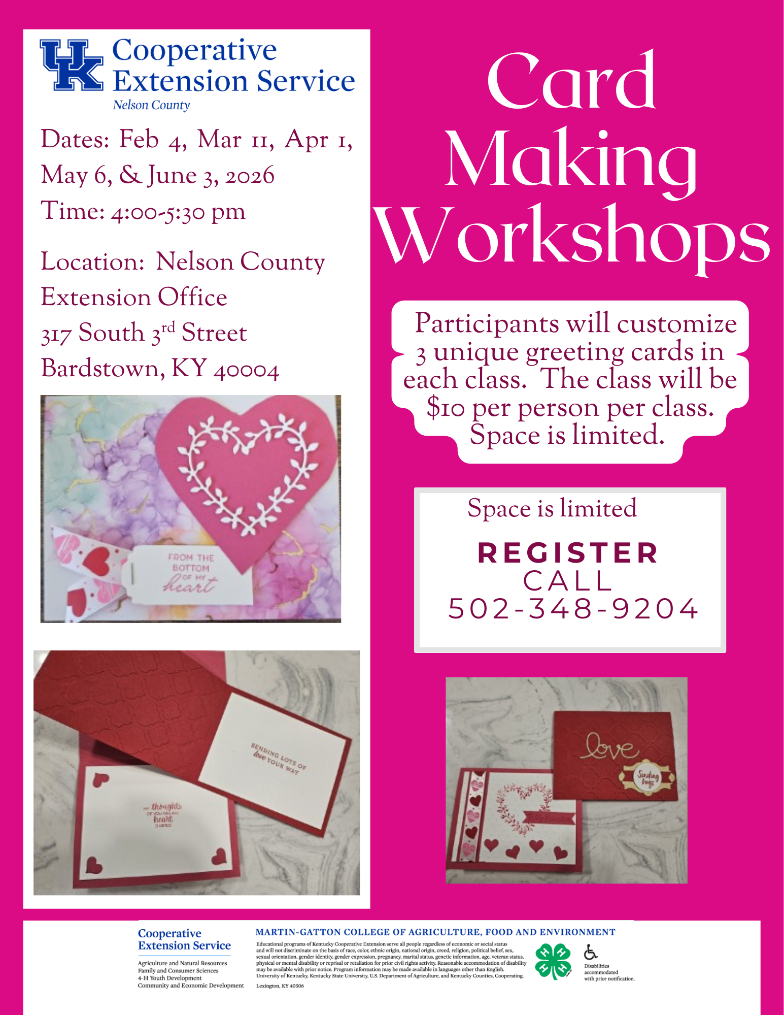 Card making workshop flyer